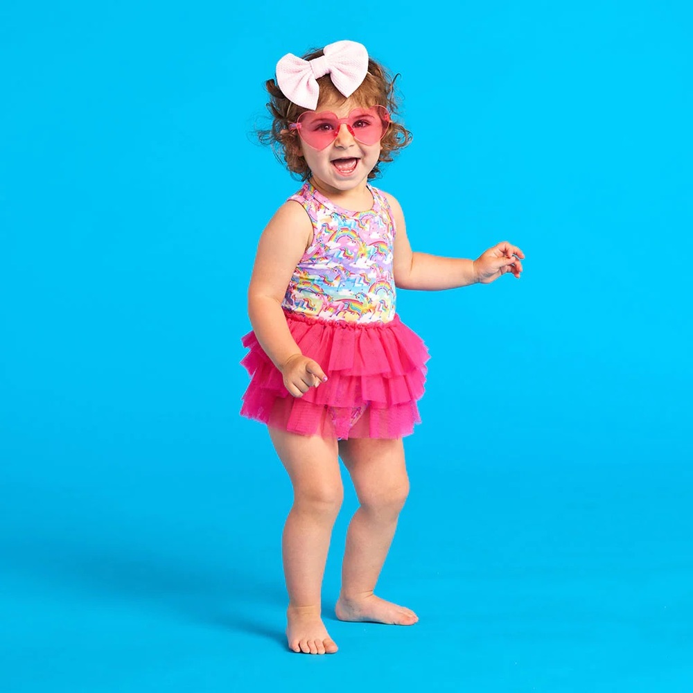 LISA FRANK® MARKIE™ MAGIC RACERBACK TULLE SKIRT BODYSUIT POSH PEANUT - Picture 2 of 3